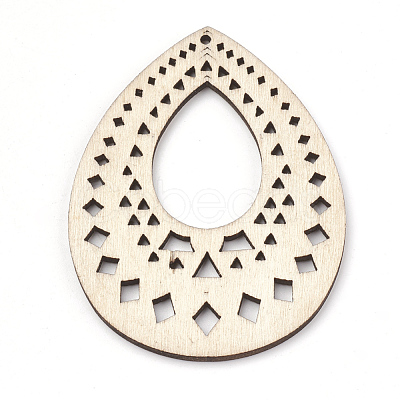 Undyed Wood Big Pendants X-WOOD-T008-39-1