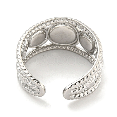 304 Stainless Steel Synthetic Turquoise Cuff Rings G-Z056-06P-04-1