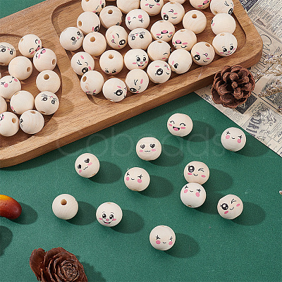 70Pcs 7 Styles Schima Wood Beads WOOD-ME0001-16-1