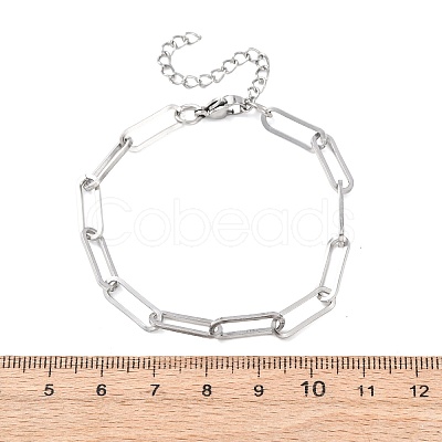 304 Stainless Steel Paperclip Chain Bracelets for Women BJEW-G775-01P-1