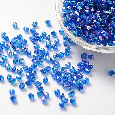 Bicone AB Color Plated Eco-Friendly Transparent Acrylic Beads TACR-A003-4mm-32-1