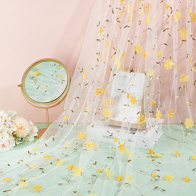 Flower Pattern Milk Fiber Mesh Fabric DIY-WH0888-09C-1