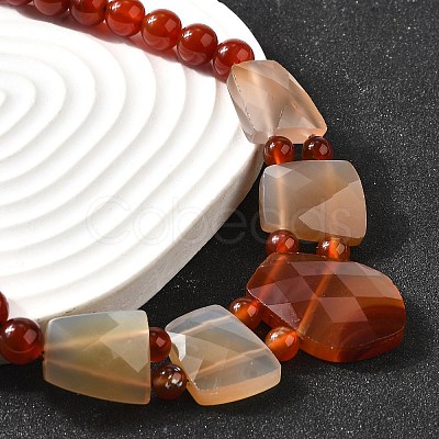 Natural Red Agate Faceted Bib Graduated Beaded Necklaces for Women NJEW-B128-01I-1