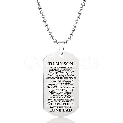 201 Stainless Steel To My Son Dog Tag Pendant Ball Chain Necklaces FS-WG527E6-19-1