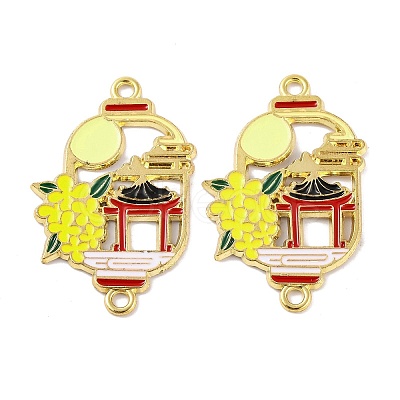 Rack Plating Alloy Enamel Oval Connector Charms FIND-M020-07G-01-1