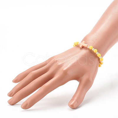Opaque Acrylic Stretch Beaded Bracelets for Kids BJEW-JB06230-1