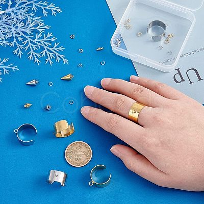 Unicraftale DIY Cone Charm Cuff Ring Making Kit STAS-UN0039-59-1