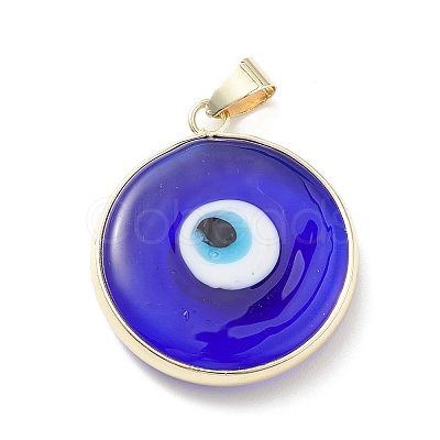Handmade Evil Eye Lampwork Pendants LAMP-F031-03G-02-1