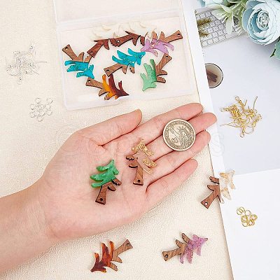 DIY Walnut Wooden Dangle Earring Making Kits DIY-OC0006-64-1