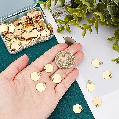 100Pcs Brass Stamping Blank Tag Charms KK-FH0002-60G-1