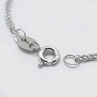 Anti-Tarnish Rhodium Plated 925 Sterling Silver Chain Necklaces STER-F039-55cm-16P-1