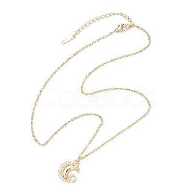 Brass Micro Pave Clear Cubic Zirconia Pendant Necklace NJEW-JN05390-02-1