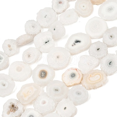 Natural Sunflower Druzy Agate Slice Beads Strands G-K381-A01-1