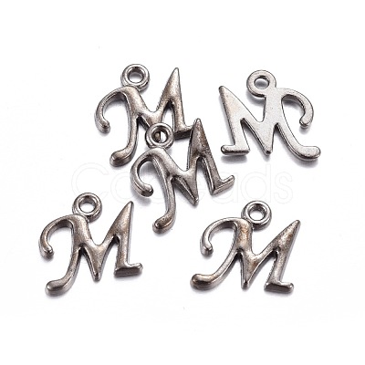 Gunmetal Plated Alloy Letter Pendants PALLOY-J718-01B-M-1