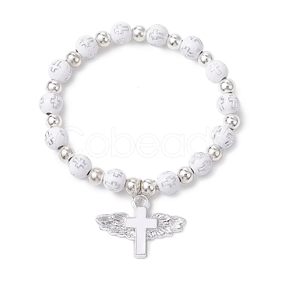 Plating Acrylic Stretch Bracelets BJEW-JB11043-01-1