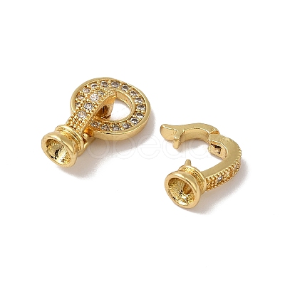 Rack Plating Brass Micro Pave Clear Cubic Zirconia Fold Over Clasps KK-A222-04C-G-1