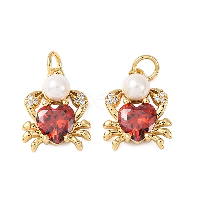 Brass Micro Pave Cubic Zirconia Pendants X-KK-C143-28G-1