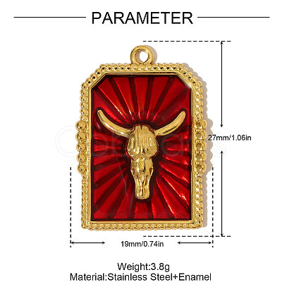 304 Stainless Steel Enamel Pendants STAS-OY004-78G-1