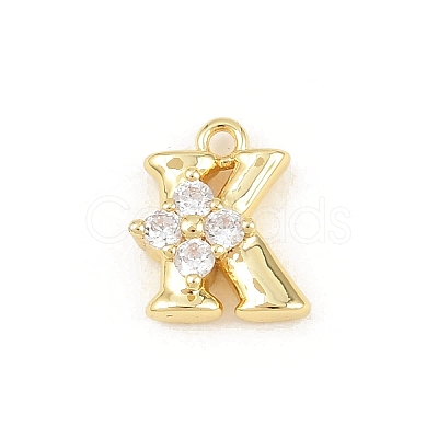 Brass Micro Pave Clear Cubic Zirconia Charms KK-Z151-18G-K-1