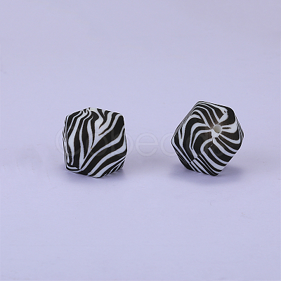 Colorful Pattern Printed Silicone Focal Beads LS-SI-JX0022A-12-1