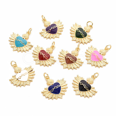 Brass Enamel Pendants KK-S362-042-NR-1