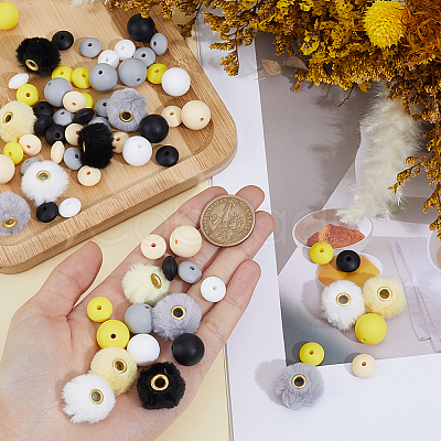 20Pcs 5 Colors Imitation Mink Fur European Beads FIND-PA0001-62A-1