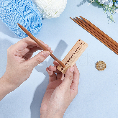 1Pc Rectangle Wooden Knitting Needle Gauges TOOL-BC0002-94A-1