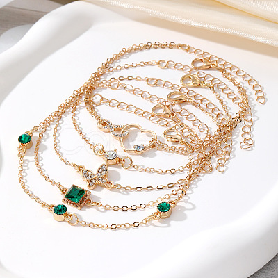 5Pcs 5 Styles Alloy Chain Bracelet & Bangle Set for Women WG6073F-01-1