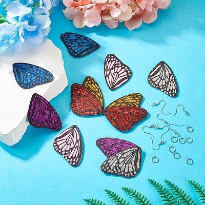 DIY Glitter Imitation Leather Wing Dangle Earring Making Kit DIY-TA0010-26-1