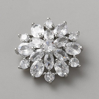 Brass Micro Pave Cubic Zirconia Buttons DIY-WH0888-807P-02-1