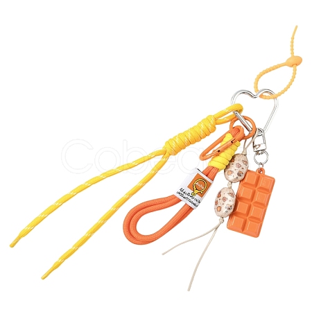 Bread Acrylic & Braided Polyester Rope Pendant Decorations HJEW-YWC0001-04B-1-1