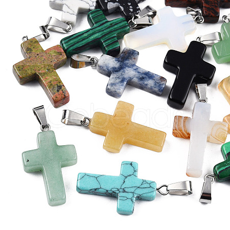 Natural & Synthetic Mixed Stone Pendants G-T128-07-1