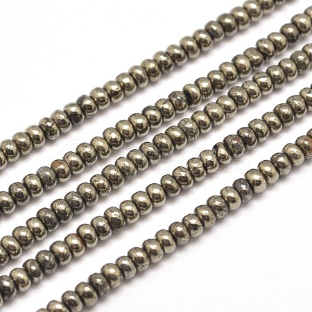 Rondelle Natural Pyrite Beads Strands G-I126-12-6x4mm-1