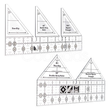 2Pcs 2 Style Acrylic Quilting Rulers DIY-AR0002-56-1