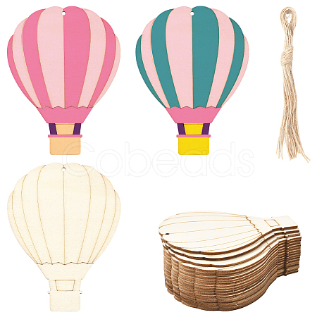 20Pcs Hot Air Balloon Unfinished Blank Wooden Pendants for Christmas Painting Arts NJEW-SP0001-15-1