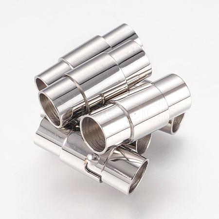 Tarnish Resistant Column Stainless Steel Locking Tube Magnetic Bracelet Necklace Clasps X-STAS-H019-4-1