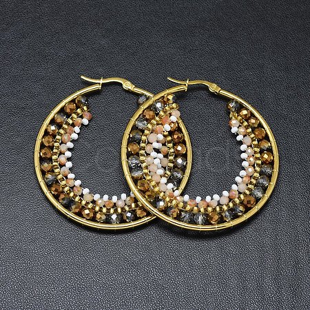 304 Stainless Steel Hoop Earrings EJEW-O090-F05-1