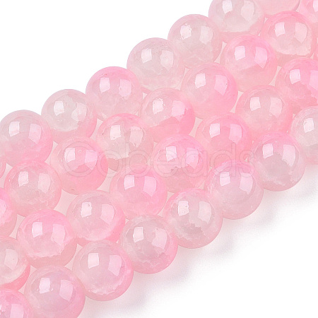 Crackle Baking Paint Imitation Jade Glass Beads Strands DGLA-T003-10mm-01-1
