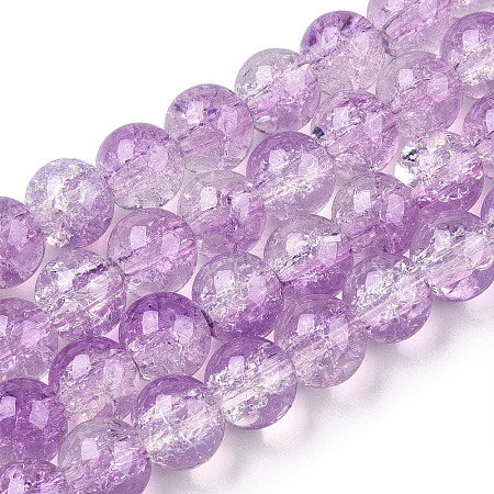 Transparent Crackle Baking Paint Glass Beads Strands LS-DGLA-T003-01B-10-1