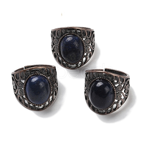 Natural Lapis Lazuli Oval Adjustable Rings RJEW-K271-06R-23-1