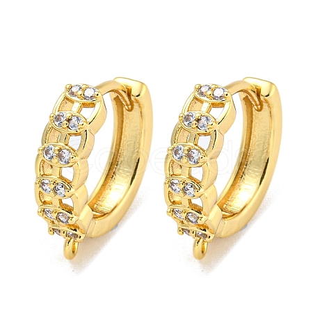 Rack Plating Brass Micro Pave Cubic Zirconia Hoop Earring Findings EJEW-C102-21B-G-1