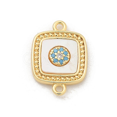 Brass Micro Pave Clear Cubic Zirconia Connector Charms KK-M303-04G-03-1