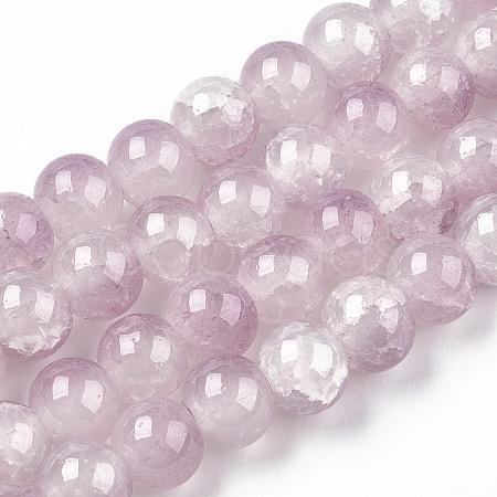 Crackle Baking Paint Imitation Jade Glass Beads Strands DGLA-T003-8mm-04-1
