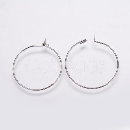 316 Surgical Stainless Steel Hoop Earrings Findings STAS-K146-039-25mm-1