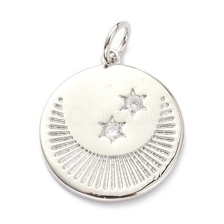 Brass Micro Pave Clear Cubic Zirconia Pendants ZIRC-L091-104P-1