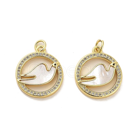 Brass Micro Pave Clear Cubic Zirconia Pendants KK-K365-01G-01-1