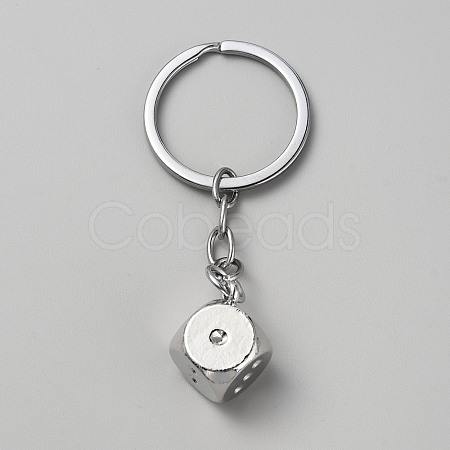 Zinc Alloy Dice Keychains AJEW-WH0504-77P-1