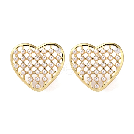 Rack Plating Brass Heart Stud Earring EJEW-H099-12G-1