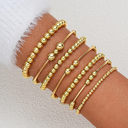 7Pcs CCB Round Beaded Stretch Bracelets WGF8C34-13-1