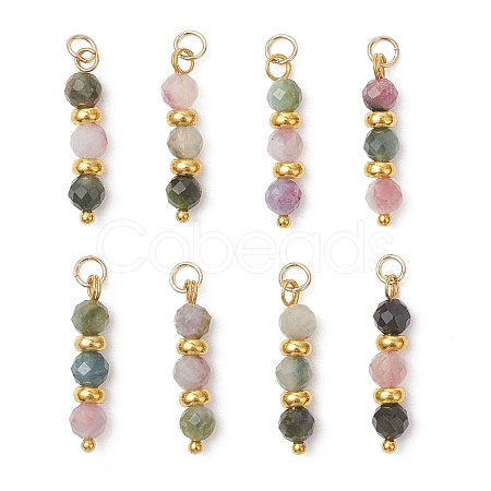 Natural Colorful Tourmaline Faceted Round Pendants PALLOY-JF04907-1